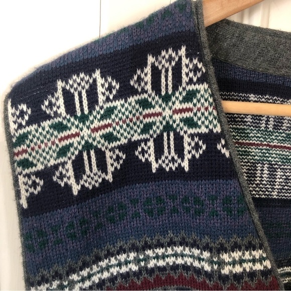 Vintage Cozy Cottagecore Coastal Nordic Cardigan Vest Medium - Picture 2 of 5